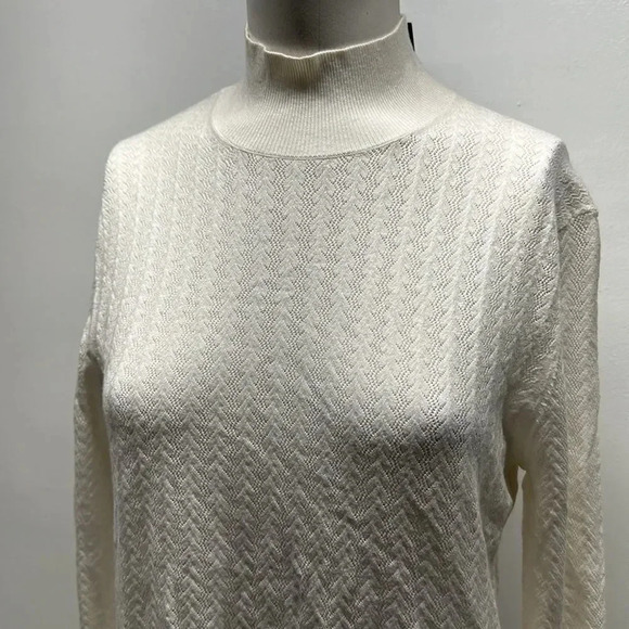 Theory Koris Knit Long Sleeve Sweater Top Blouse Shirt New White Size Medium - Picture 2 of 11